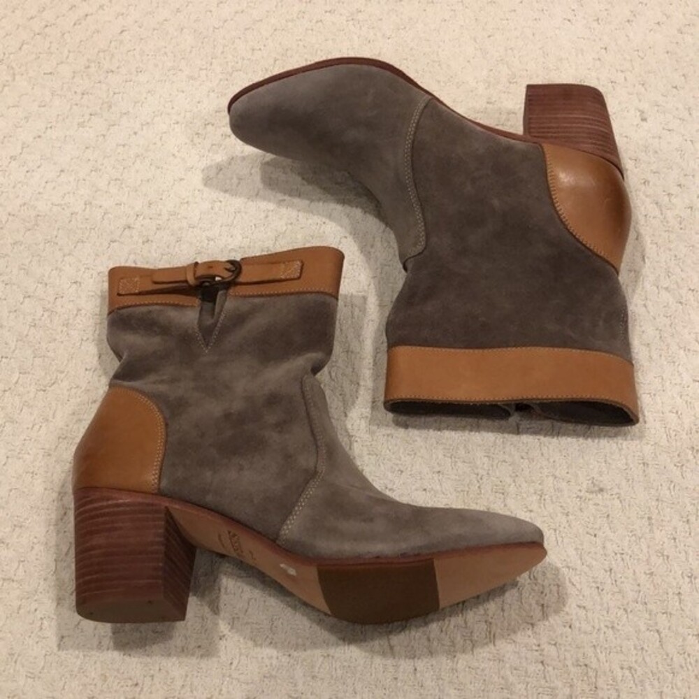 Sebago Handcrafted Leather Suede Nell Ankle Heeled Booties Size 10M - Picture 3 of 6